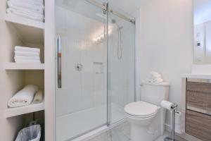 North SaanichBazan Bay Beach House的带淋浴和卫生间的白色浴室