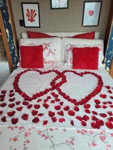 里约热内卢Mansion Aline的红玫瑰制成的心床