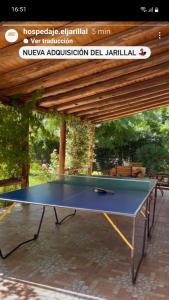 La ConsultaCasa Rural entre Bodegas y Viñedos ' El Jarillal"的木凉棚下的乒乓球桌