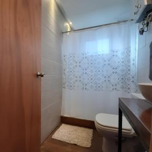 拉帕洛马ALMA VERDE BUNGALOWS的一间带卫生间和淋浴的浴室
