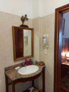 萨尔塔La Cara Oculta de Salta, bed and breakfast的一间带水槽和镜子的浴室