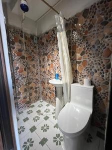 圣马科斯拉拉古纳Hotel Berena的一间带卫生间和水槽的浴室