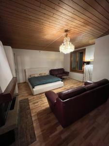 BolligenPrivate room for long term rent 1000-1200CHF per month的客厅配有床和沙发