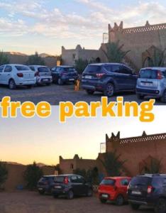 梅尔祖卡Luxury Desert Camp的停在停车场的一群汽车