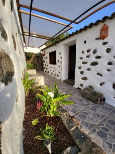 La Tierra del TrigoCASA TIO MANUEL的一座石墙房子的庭院