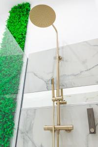 图尔达Thome Exclusive Cuvee Turda的浴室里绿 ⁇ 的黄铜地板灯