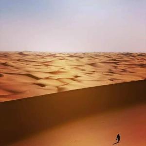 瓦尔扎扎特Dar Sahara Ouarzazate的和乌孔一起在沙漠中行走的人