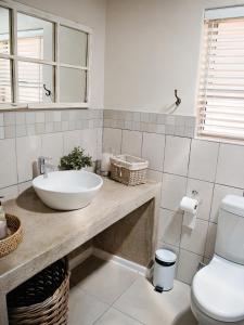 圣卢西亚Galago Way的一间带水槽和卫生间的浴室