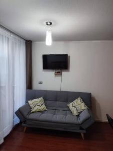 维纳德马Departamento en centro de Viña del Mar的带沙发和平面电视的客厅