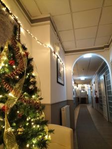 佛罗伦萨Hotel Camilla Firenze的医院走廊上灯的圣诞树
