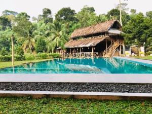 MorawakaTea Garden Eco Villas的一座带游泳池和大楼的度假村