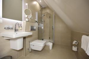 阿伦斯霍普兰德苏西温德度假屋的浴室配有盥洗盆、卫生间和淋浴。
