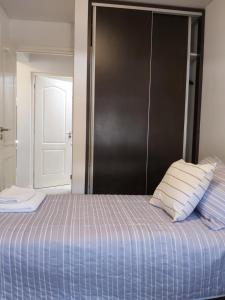 门多萨Luminoso departamento en zona residencial的床上有2个枕头