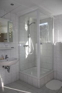 门兴格拉德巴赫Hotel Anchovis的带淋浴和盥洗盆的浴室