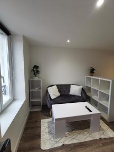 埃皮纳勒Le Cozy - Hyper centre - Calme - Moyenne durée的带沙发和咖啡桌的客厅
