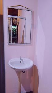 福尔图纳Alpha Arenal的浴室设有白色水槽和镜子