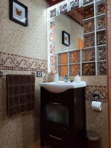罗萨里奥港Apartamento rural zona céntrica isla的一间带水槽和镜子的浴室