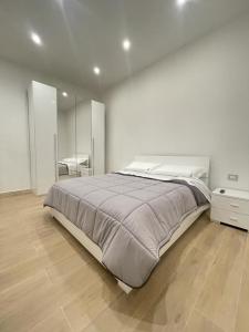 福贾B&B MANFREDI的白色卧室设有一张大床和镜子