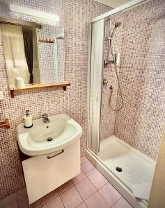 特拉尼Il Sole的一间带水槽和淋浴的浴室