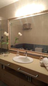 利乌玛Arel的一间带水槽和大镜子的浴室