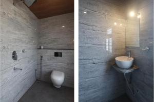 西里古里FabExpress Ganpati 2的浴室设有水槽和卫生间,两幅图片