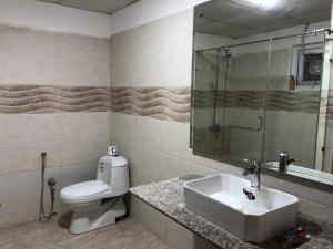 卡拉奇Hamsun Apart Hotel Clifton的浴室配有卫生间、盥洗盆和淋浴。