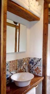 波特雷里约斯Camino & Piedra - Cabaña de Montaña的一间带水槽和镜子的浴室