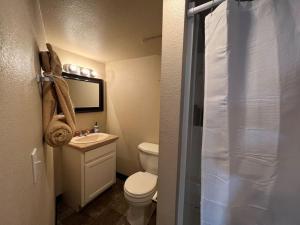 比林斯Classic home on a quiet street的一间带卫生间和水槽的小浴室