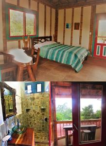 菲兰迪亚La Madremonte的一间卧室配有一张床,另一间卧室配有窗户
