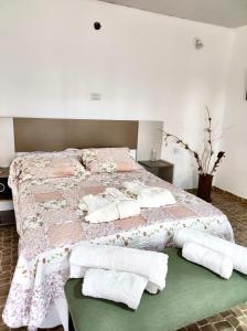科隆Posada Los Molles的一间卧室配有一张大床和毛巾