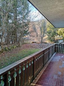 罗阿纳Elisa's Home的阳台设有木栅栏,享有公园美景。