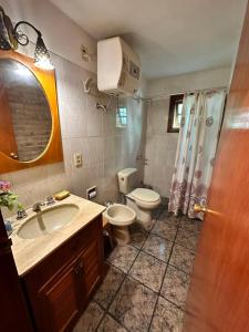 贝拉维斯塔La Posada De Gogg Apartamentos的一间带水槽、卫生间和淋浴的浴室