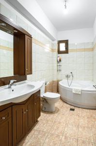 亚历山德鲁波利斯4 Seasons Home的带浴缸、盥洗盆和卫生间的浴室