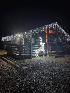 金斯林Cheerful 3-bedroom cabin with hot tub的夜幕前的圣诞轻雕
