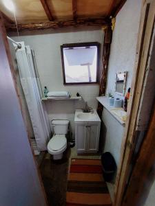 La casa de las sirenas Cabo pulmo的一间带卫生间和水槽的小浴室