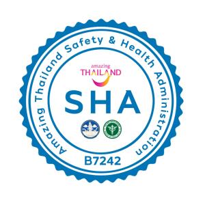 曼谷The Bangkok Cha Cha Suite - SHA Certified的泰国沙砂浆安全卫生诊所标签