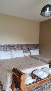布埃诺布兰当Cachoeira dos Luis - Parque & Pousada的一间卧室配有两张带白色枕头的床