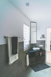 哥根巴赫Black Forest Apartments的一间带水槽和镜子的浴室