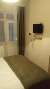科贾埃利Grand ala otel konukevi的卧室配有一张床,墙上配有电视