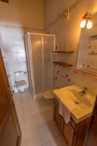 萨帕达RESIDENCE-RESORT BORGO AL SOLE的一间带水槽、淋浴和卫生间的浴室