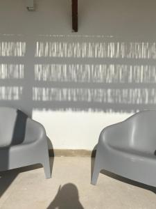 彼得拉桑塔Villa Patrizia Pietrasanta的一个人拍一张两把椅子的照片的影子