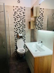 沃伦塔里TOP PROPERTIES AND HOME的浴室配有卫生间、盥洗盆和淋浴。