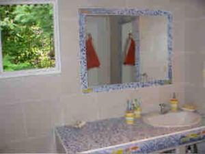 Playa AguadulceThe Palms - Caribbean Paradise的一间带水槽和镜子的浴室