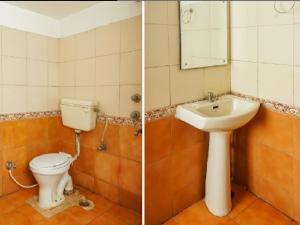 博帕尔Hotel Lal’s Plaza by WB Inn的浴室的两张照片,配有卫生间和水槽