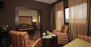 莫内斯特里奥里奥24小时综合酒店的酒店客房设有带一张床的客厅和客厅。