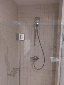 波罗维茨Residence E205 Euphoria Borovets的带淋浴的浴室和玻璃门