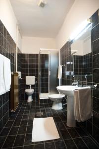 布耶Hotel Zephyr - Plovanija的一间带水槽、卫生间和淋浴的浴室