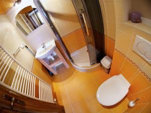 赫拉布斯拉吉别墅酒店的浴室配有卫生间、盥洗盆和淋浴。