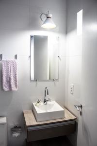 弗洛里亚诺波利斯Solar da Lorena的一间带水槽和镜子的浴室