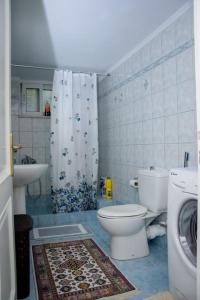 帕特雷Stefkas apartment2的浴室配有卫生间、淋浴和盥洗盆。